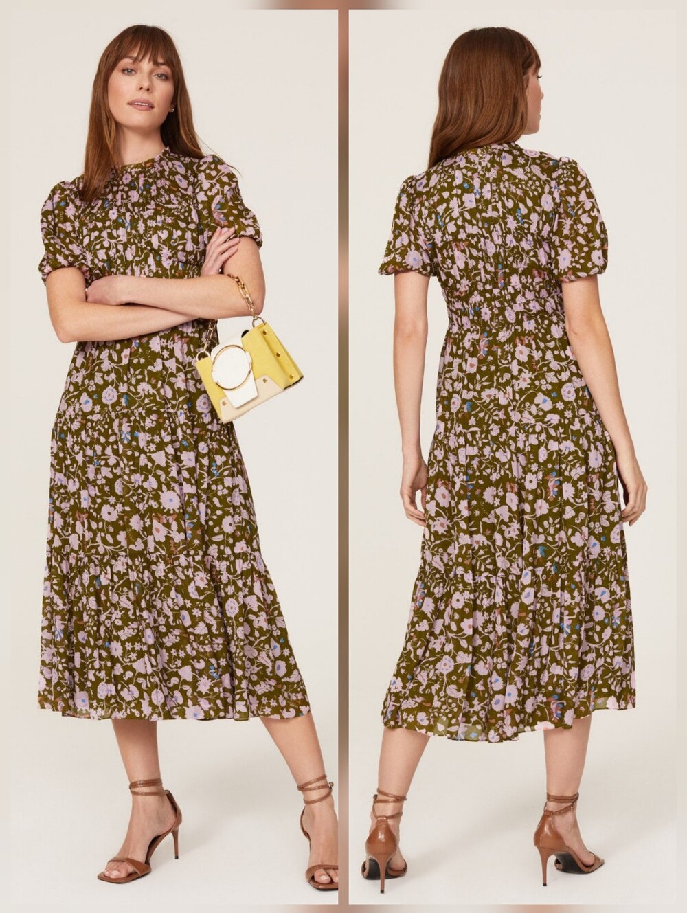Diane von Furstenberg Blossom Midi Dress Crew Neck Short Sleeves Size 0
